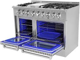 Thorkitchen 48 dual fuel is a very popular option at the top of the price range. Thor Kitchen Hrd4803u 48 Inch Freestanding Dual Fuel Range With Convection Griddle Dual Burners 6 Sealed Burners Automatic Re Ignition Continuous Grates 2 Ovens And 6 7 Total Cu Ft Capacity