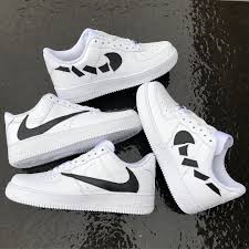 Black Air Force 1 With White Swoosh Black Broken And Reverse Swoosh Nike Air Force One Custom Sneakers Air Force One Shoes Nike Sneakers