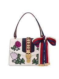 Gucci White Embroidered Sylvie Small Shoulder Bag Farfetch Borsa A Spalla Borsa Gucci Tracolla In Pelle