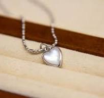 White Shell Heart Pendant Necklace | Sterling Silver ...