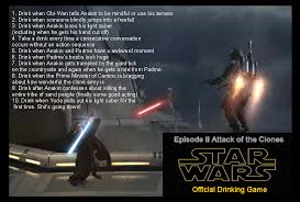 Star Wars Episode Ii Attack Of The Clones Official Drinking Game Drinking Games Star Wars Episode Ii Star Wars Marathon