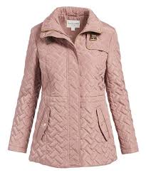 Cole Haan Mauve Funnel Collar Quilted Jacket Women