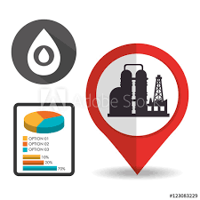 Oil Rig Tower Petroleum Industry Inside Pin And Pie Graphic