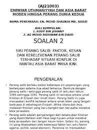 Korban tak berani melapor lantaran憎. Siri Perang Salib Faktor Kesan Dan Kerelevenan Perang Salib