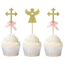 See more ideas about cupcake toppers, cupcake toppers printable, wrappers. Newqueen 24 Pack God Cross Angel Cupcake Toppers Gold Glitter Pink Bow Church Baptism Cupcake Picks Baby Shower Birthday Party Decoration Amazon In Grocery Gourmet Foods