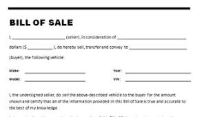 Generic auto bill of sale form. Car Bill Of Sale Template