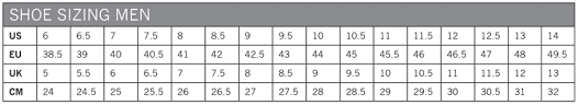 Pearl Izumi Size Chart