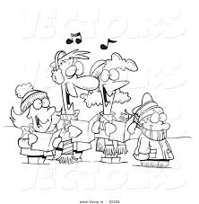 Home alphabet animals artwork bible. Vector Of A Cartoon Family Singing Christmas Carols Coloring Page Outline By Toonaday 22296