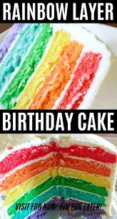 Rainbow Layer Birthday Cake In 2020 Rainbow Cake Recipe Rainbow Layer Cakes Homemade Birthday Cakes