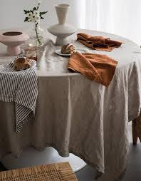 Beige Gray Linen Tablecloth Stonewashed Linen Linen Table Runner Round Square Rectangula Dining Table Cloth Linen Table Settings Table Cloth