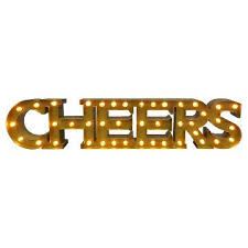 This cheeful sign is neon tube illuminated by an energy efficient led light; Cheers Marquee Light Threshold Sign Lighting Cheer Signs Led Lights