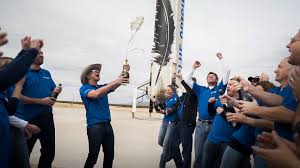 Jeff bezos will ride his own rocket into space next month, joining the first crew to fly in a blue origin capsule. Jeff Bezos Blue Origin Rocket Sticks Landing Beats Elon Musk S Spacex Fortune