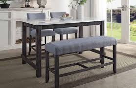 Find the perfect home furnishings at hayneedle, where you can buy online while you explore our room designs and curated looks for tips, ideas & inspiration to help you along the way. Acme 72940 42 43 4 Pc Yelena Weathered Espresso Finish Wood Marble Top Counter Height Dining