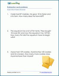 Grade 1 check out these free printable addition and subtraction word problems worksheets to help your child understand the application of addition/subtraction in daily life. Grade 2 Subtraction Word Problem Worksheets 1 3 Digits K5 Learning