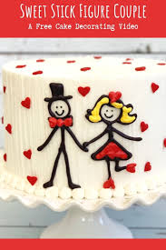 Hearts roses anniversary cake heart shape cake flower cakes. Sweet Stick Figure Couple A Free Cake Video Tutorial My Cake School