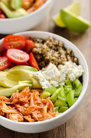 Buffalo Chicken Quinoa Veggie Bowls Are A Light And Healthy Dinner Recipe Loaded With Wholesome Vegetable Healthy Chicken Recipes Veggie Bowl Healthy Recipes
