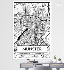 Munster City Map Design Stadtplan Karte Retro Poster Viamapia Ohmyprints Munster Bilder Poster Kunstler Leinwand