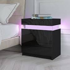 Black high gloss lacquer coating queen size bed 4pc set dresser mirror nightstand w usb chrome legs contemporary bedroom furniture $2,099.99 $ 2,099. Modern Bedside Table 2 Drawers Side Nightstand Cabinet High Gloss Bedroom Furniture Black Crazy Sales