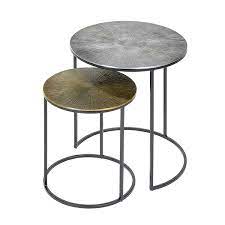 With dark grey polished marble top. Side Table Set Of 2 Iron Aluminium Round Table Frame Iron Black Powder Coated Table Top Small Brass Antique D30 H35cm