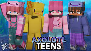 Go underwater to team up with the axolotl and meet the glow squid. Axolotl Teens Hd Skin Pack In Minecraft Marketplace Minecraft