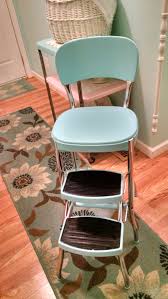 Old Cosco Step Stool Made New Again Vintage Aqua Makeover Vintage Furniture Vintage Stool Stool Makeover