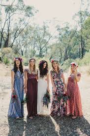 19 Bridal Parties Who Perfected The Mismatched Dress Trend Huffpost Bridesmaid Dresses Boho Mismatched Bridesmaid Dresses Mismatched Bridesmaids