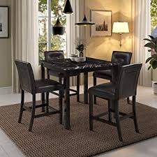 Accommodate your family and friends and provide ample seating at any function with marquee's folding padded chairs, compact and collapsible for increased portability and storage. Amazon Com Lz Leisure Zone 5 Piece Dining Table Set Kitchen Wooden Top Counter Height Dining Set With 4 Leather Upholstered Chairs Black Table Chair Sets