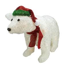 Christmas tree decorated with polar bears. Northlight 23 White Glittered Polar Bear Lighted Outdoor Christmas Decor Target