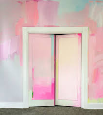 Modern Abstract Mural Features Splashes Of Pastel Paint And Pops Of Neon Color Modern Mural Mural Wall Treatments