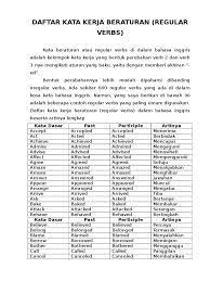 Modal selalu diikuti dengan verb 1, sehingga rumus modals yang digunakan adalah : Daftar Kata Kerja Beraturan Tidak Beraturan