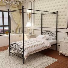 Jurmerry Metal Canopy Bed Frame Platform With Vintage Headboard And Footboard Sturdy Metal Frame Premium Steel Slat Support Black Twin Buy Online In Dominica At Dominica Desertcart Com Productid 213087123