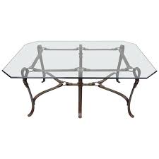 Forest hill cocktail table or base $432.00. Large Wrought Iron Horsebit Belt Form Glass Top Coffee Table At 1stdibs