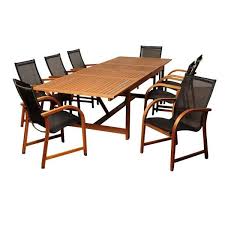 With the right patio furniture in place, your outdoor retreat can be every bit as comfortable and cozy as your indoor area. Amazonia Richards Rectangular 9 Piece Eucalyptus Extendable Patio Dining Set Sc Ley 8manha The Home Depot Patio Dining Set Outdoor Dining Set Rectangular Dining Set