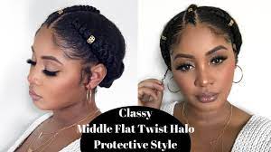Search by typing & pressing enter. Quick Natural Hair Protective Style Flat Twist Halo Updo W Middle Twist Youtube