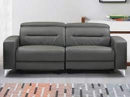 Canape 3 Places Relax Electrique Pauly En Cuir Anthracite Kunstleder Sofa Gunstige Sofas Sofa
