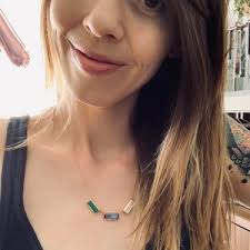 Personalized Mother's Birthstone Necklace With Names • Adira Geometric  Baguette Gemstone Bar Necklace • Silver or Gold • anniversary Gift