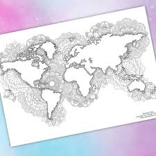 Pagina Para Colorear Mapa Del Mundo Libro Para Colorear Mapa Imprimible Mandala Para Colorear Paginas Para Adultos Arte Wanderlus Descarga Pdf De Impresion In 2020 Mandala Coloring Pages World Map