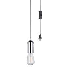 Globe Electric Vintage Edison 1 Light Gray Chrome Plug In Mini Pendant 12591 The Home Depot