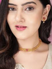 ambal Dori White, Orange Jewellery Set Price in India