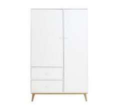 Fly Armoire 2 Portes Blanc Pieds Bois Tall Cabinet Storage Teenage Room Storage Cabinet