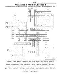 © © all rights reserved. Avancemos Level 3 Unit 1 1 Crossword Puzzle By Senora Payne Tpt
