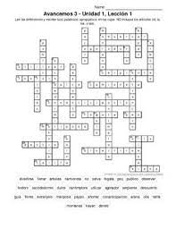 To answer a crossword question, first you will find all of the puzzle clues written out in full below the puzzle. Avancemos Level 3 Unit 1 1 Crossword Puzzle By Senora Payne Tpt