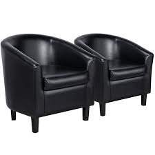 A sculpted white mahogany frame beautifully supports kiara's black and white linen cushions, enriching decor with plush comfort and unmatched style. Smilemart Faux Leather Barrel Accent Chair For Living Room Set Of 2 Black From Smilemart Accuweather Shop