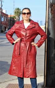 Midi Coat Women Coat With Pockets Red Leather Coat Belted Etsy Red Leather Coat Long Leather Coat Leather Coat
