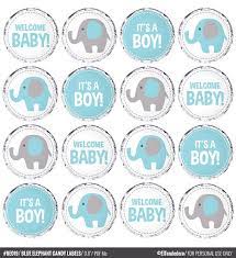 Baby Shower Candy Labels Printable Round Stickers Blue And Grey Elephant 0 8 Inch Circles Round Images Collage Sheet Boy Kiss Stickers In 2021 Baby Shower Labels Baby Boy Shower Baby Shower Candy