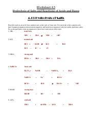 20acids Bases And Salts Worksheet 5 Answers Pdf Worksheet 4 5 Hydrolysis Of Salts And Reactions Of Acids And Bases 4 13 Hydrolysis Of Salts Describe Course Hero