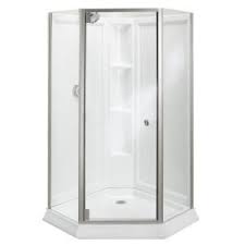 Sterling Solitaire Economy 42 In X 29 7 16 In X 78 1 4 In Neo Angle Corner Shower Kit With Shower Door In Corner Shower Kits Corner Shower Neo Angle Shower