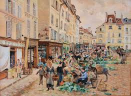 Ludovic Piette Le Marche Place Du Grand Martroy Pontoise 1876 Musee Pissarro Pontoise Imagenes De Pinturas Pinturas Artistas