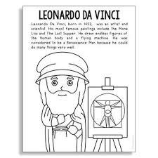 Leonardo Da Vinci Coloring Page Or Poster Makes A Great Addition To History Interactiv Leonardo Da Vinci History Interactive Notebook Autobiographies For Kids