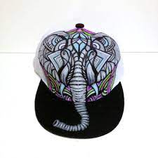 Elephant Design Custom Snapback Etsy Painted Hats Hand Painted Hats Elephant Design